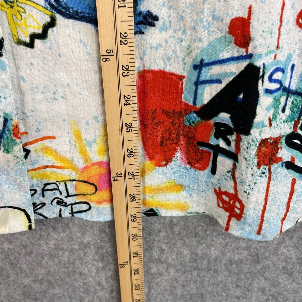 Ali Miles Tunic Top Womens XL Doodle Graffiti Print Button Up Pocket Artsy Boho - Picture 9 of 15